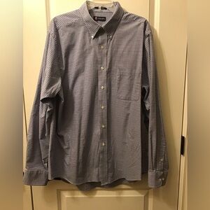 Chaps Navy and White Plaid Button Down Shirt